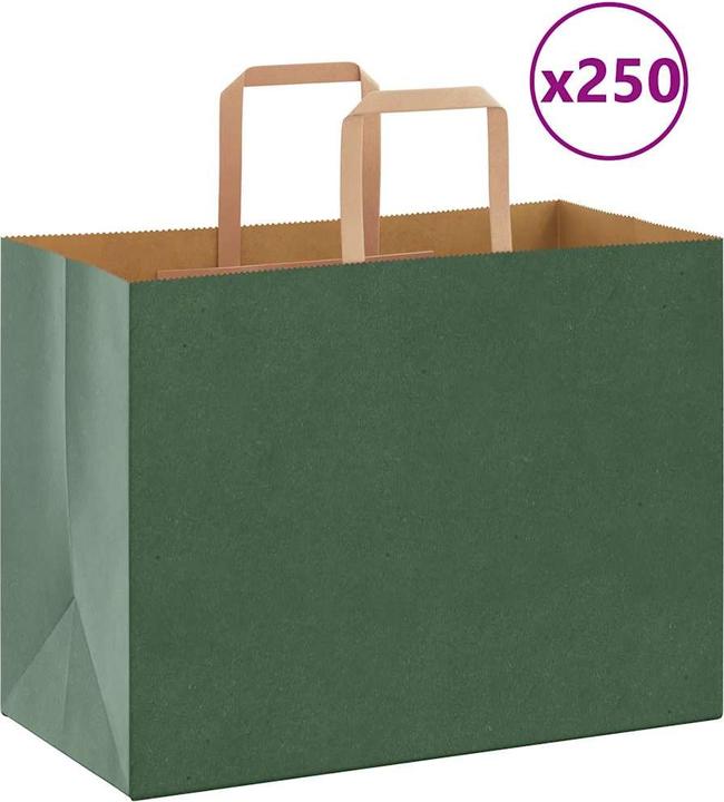 Actual product image VidaXL Kraft paper bags 250 pcs. with handle green 32x17x25 cm paper bag (Gift bag, 250 x)