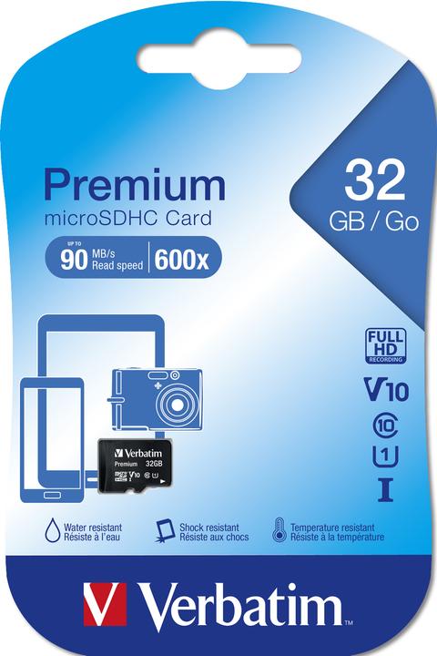 Produktbild Verbatim Micro SDHC Card (32 GB, microSDHC, U1, UHS-I)