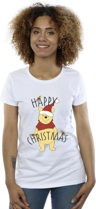 Actual product image Disney Womens/Ladies Winnie The Pooh Happy Christmas Holly Cotton T-Shirt (XL)