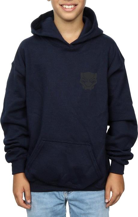 Image du produit Sweat à capuche imprimé sur la poitrine pour garçons Black Panther Black on Black (140, 146)