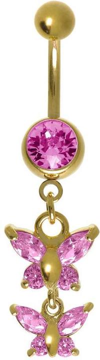 Bijouteria Bauchpiercing (Chirurgenstahl 316L, PVD Beschichtung (goldfarbig), Zirkonia)