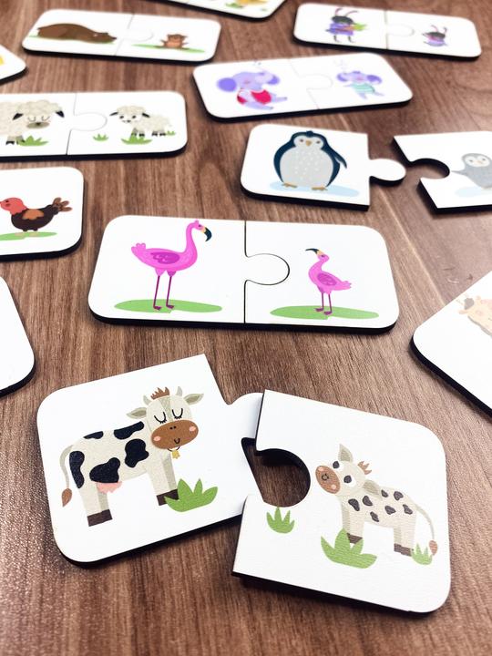 Actual product image Activity Board Puzzle 2 piece jigsaw, educational material, homeschool preschool cards, animals matching game