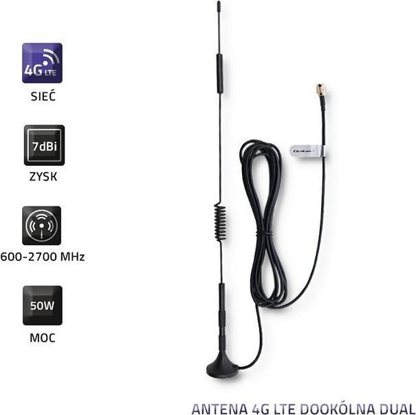 Immagine prodotto Qoltec Antenna omnidirezionale 4G LTE DUAL 7dBI per interni e per esterni (4G)