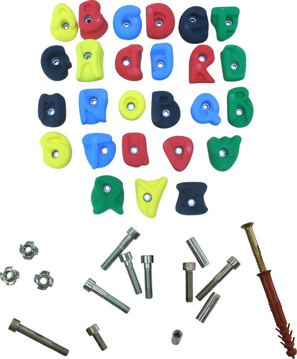 Produktbild On Top Klettern Klettergriff-Set Das grosse ABC (Blau, Rot, Grün, Gelb, Schwarz)