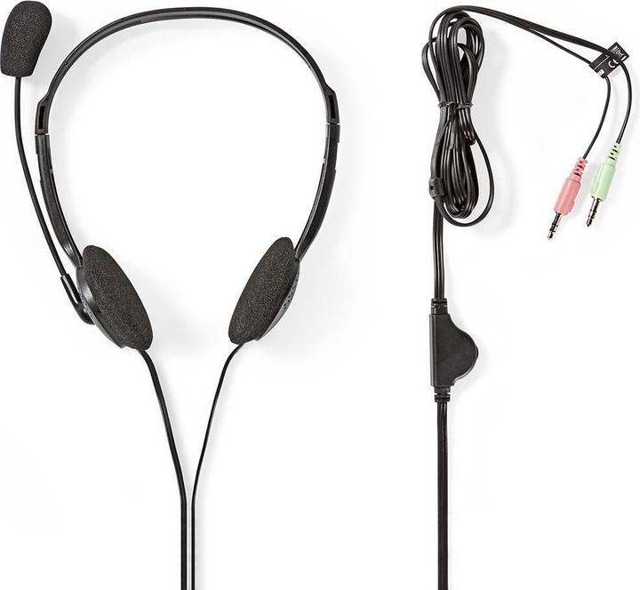 Produktbild Nedis Kopfhörer für PC, Headset, 2 Stecker, 3,5 mm, Schwarz