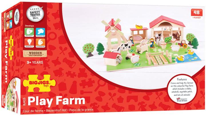 Actual product image Bigjigs Play farm made of wood with accessories, 48dlg.