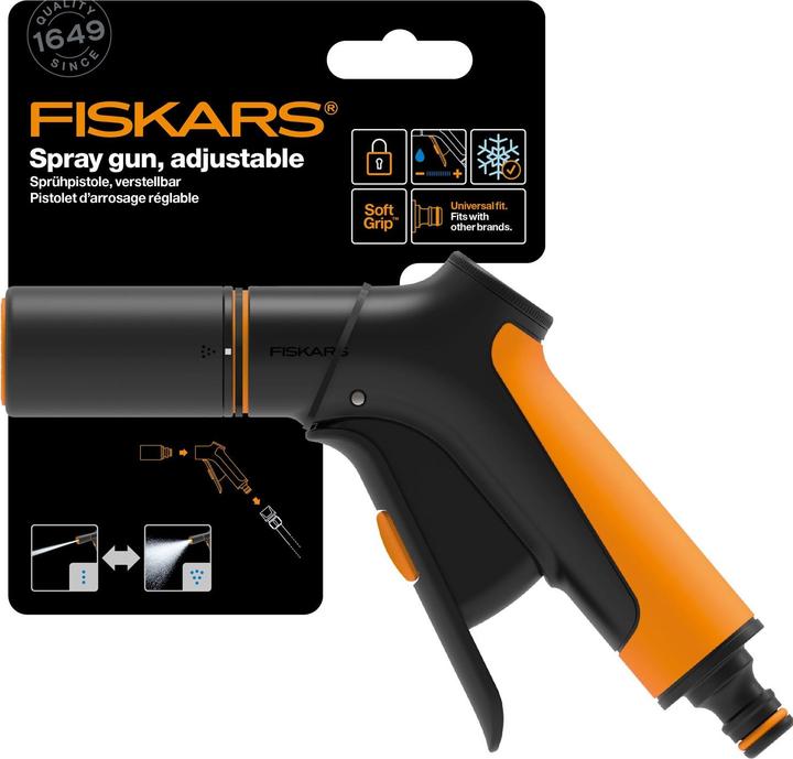 Produktbild Fiskars Sprühpistole, 2 Funktionen, Stufenlos regelbarer Durchfluss, Mit Frontregler und Ein/Aus-Ver