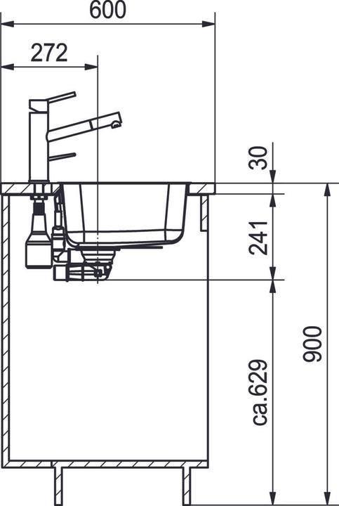Actual product image Franke Largo LAX 610 50 (35) Stainless steel 101.0671.620 (Top-mounted sink, 35 cm, 50 cm)