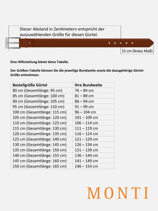 Produktbild Monti Ledergürtel STANFORD 3,5cm breit, Automatikschliesse Stufenlos (105)