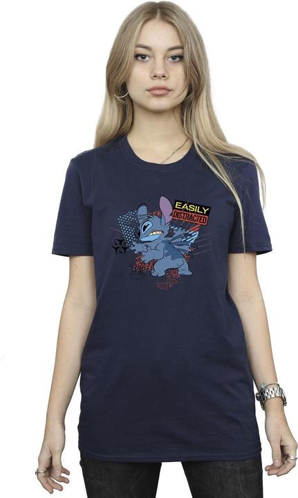 Actual product image Disney Womens/Ladies Lilo And Stitch Easily Distracted Cotton Boyfriend T-Shirt (S)