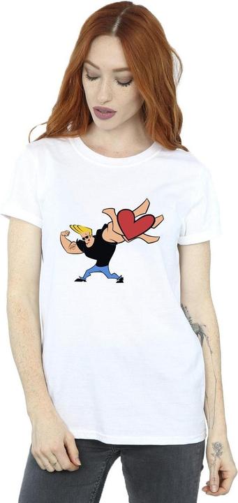 Actual product image Johnny Bravo Womens/Ladies Heart Present Cotton Boyfriend T-Shirt (M)