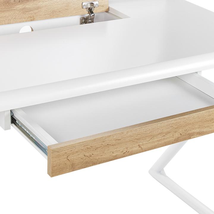 Produktbild Beliani Schreibtisch weiss / heller Holzfarbton 120 x 60 cm Schublade FOCUS (120 x 60 x 84 cm)