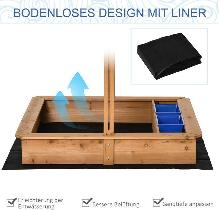 Produktbild Swisshandel24 Sandkasten Sandkiste Holz Bodenloses Design Matsch-Bereich für Kinder 3-7 Jahre Sandkasten mit Abdec