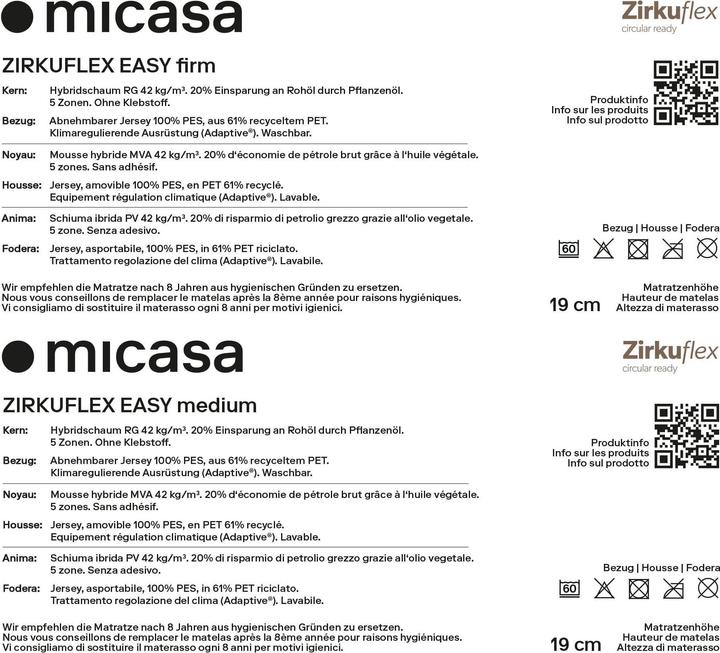 Produktbild micasa Zirkuflex Easy (160 x 200 cm, Schaumstoffkern)