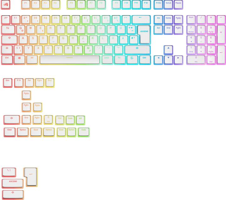 Produktbild Glorious Aura V3 Keycaps, ISO Layout (DE), PBT, Doubleshot - Weiss
