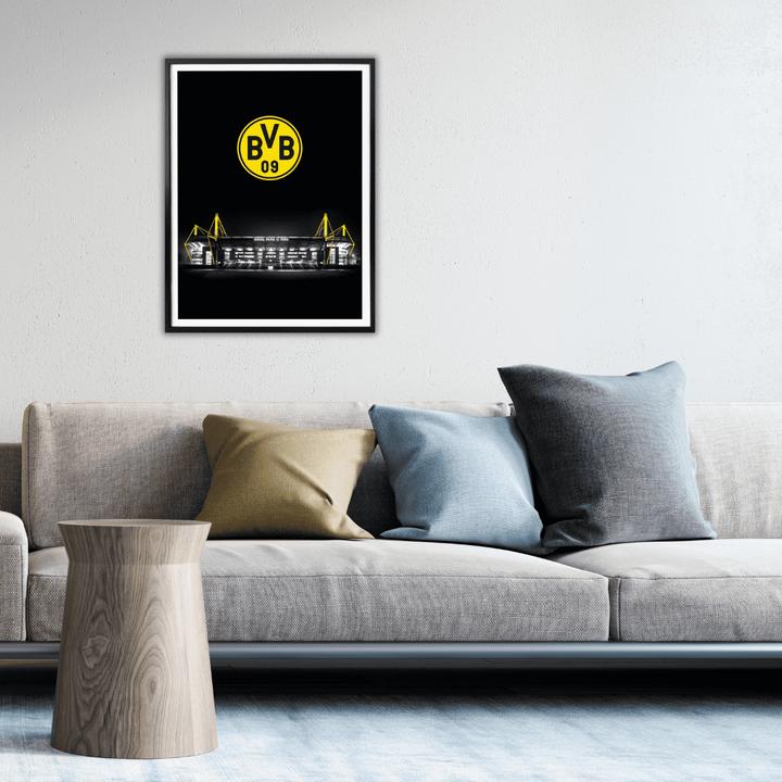 Produktbild Borussia Dortmund BVB Signal Iduna Park bei Nacht Emblem (50 x 60 cm)