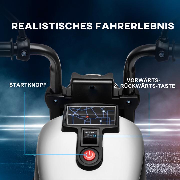 Immagine prodotto Homcom Elektromotorrad Kunststoff, Metall Weiss+Schwarz (6 V)