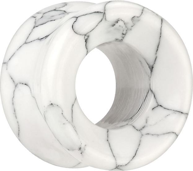 Star Piercing Flared Tunnel weiss mit Musterung schwarz (ohne Messing, Organisch)
