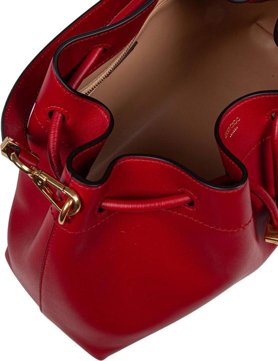 Actual product image Jimmy Choo bucket bag in red color leather