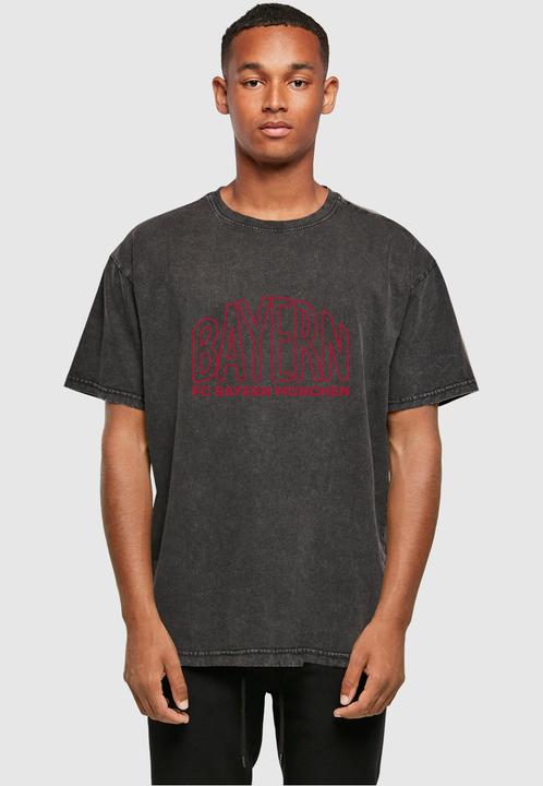 Image du produit FC Bayern München Logo Outlines Red Acid Washed Heavy Oversize Tee - 115271 (M)