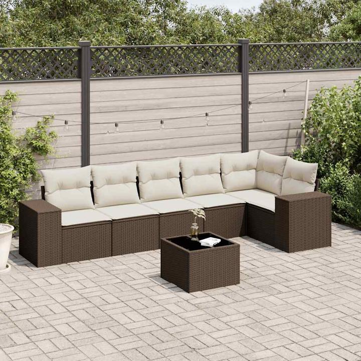Image du produit VidaXL Meuble de jardin Canapé Lounge Salon 7 pièces brun poly rotin