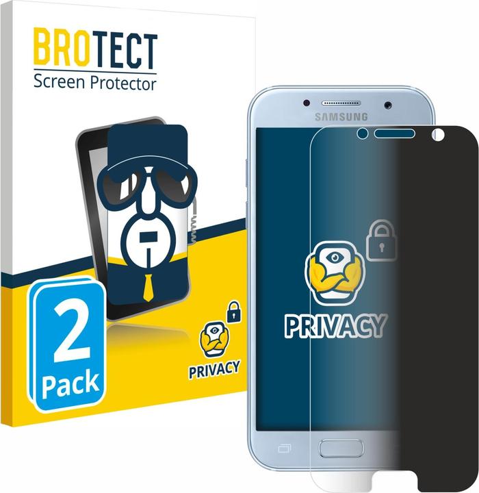 Productafbeelding BROTECT Anti-spionnetje privacyfolie Beschermfolie tegen blauw licht (2 Stuk, Samsung Galaxy A5 (2017))