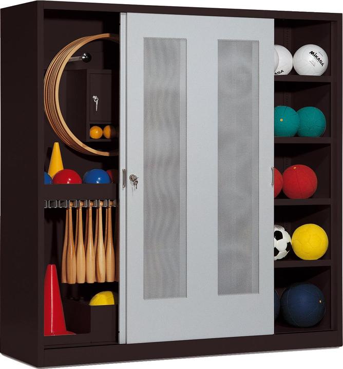 Produktbild C+P Sportgeräteschrank (HxBxT: 195x190x60 cm, mit Lochblech-Schiebetüren, Typ 5)