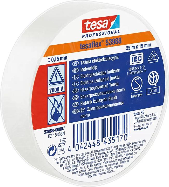 Produktbild tesa tesaflex Isolierband IEC 25:19 weiss (19 mm)