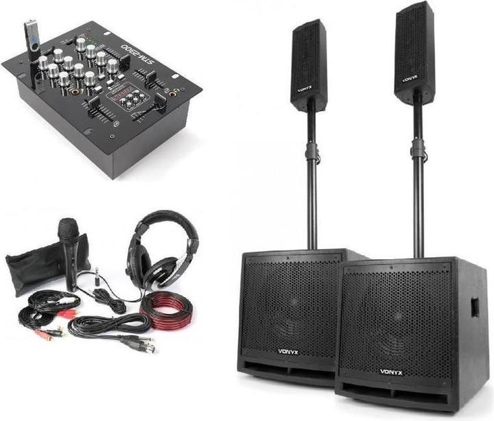 Immagine prodotto Vonyx 2.2 Set di altoparlanti per DJ con mixer e accessori gratuiti