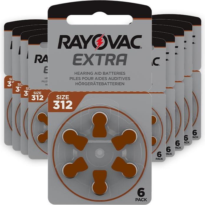 Rayovac Extra 312 Hörgerätebatterien (6 Stk., A312, 180 mAh)