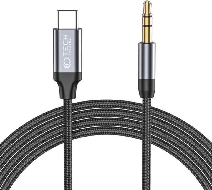 Tech-Protect Kabel USB USB-C - Mini-Klinke 3,5 mm 1 m Schwarz (THP1582) (1 m, USB, 3.5mm Klinke (AUX))
