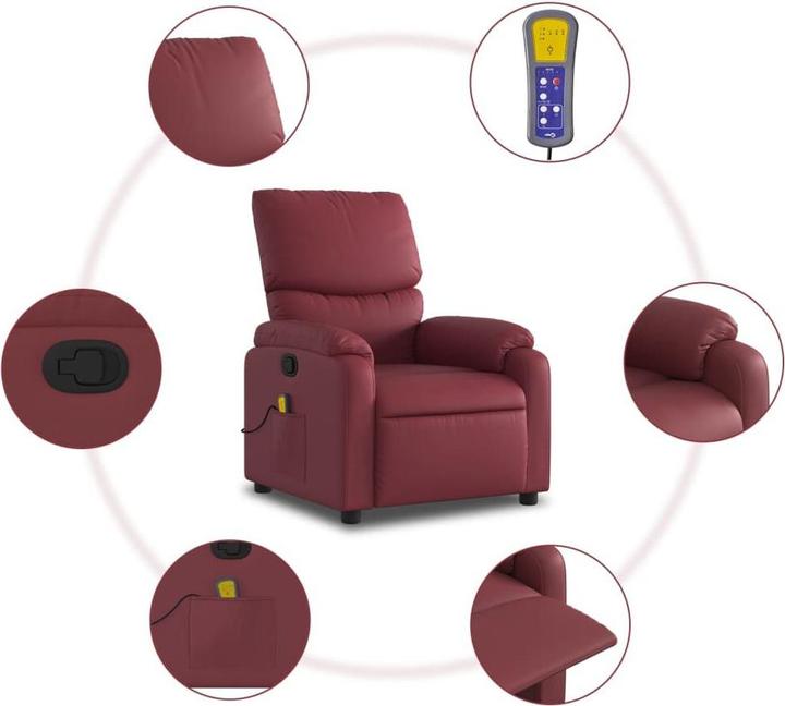 Image du produit VidaXL Fauteuil de massage vin rouge similicuir,Couleur : vin rouge,Matériaux
