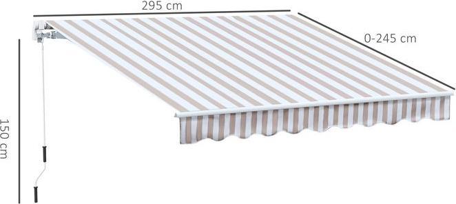 Produktbild Swisshandel24 Markise mit Handkurbel, Gelenkarmmarkise, Sonnenschutz, Wandmontage, Balkon, Alu Berge 3 x 2,5 m (2.45 m)