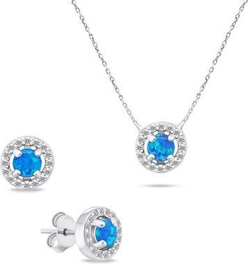 Brilio Charmantes Silber-Opal-Schmuckset SET225WB (Ohrringe, Halskette)