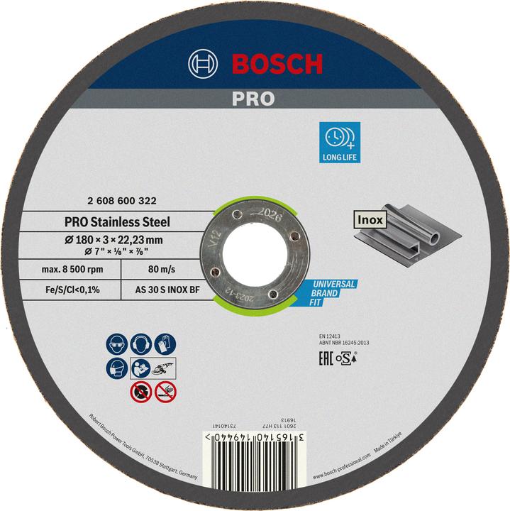 Actual product image Bosch Professional Zubehör PRO Stainless Steel cutting disc, 180 x 3 x 22.23 mm