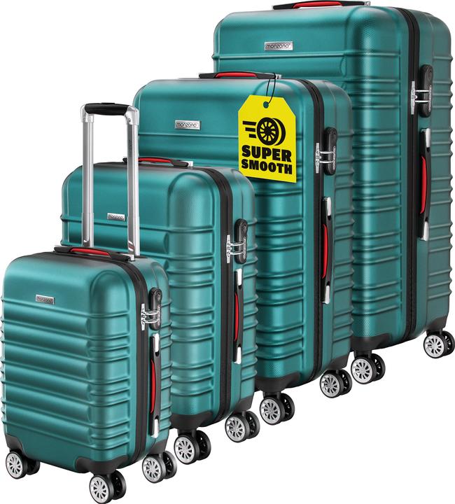 Monzana Hartschalenkoffer 4er Set (120 l, Handgepäck (bis 50l), M (50 - 90l), L (90 - 115l), XL (ab 115l))