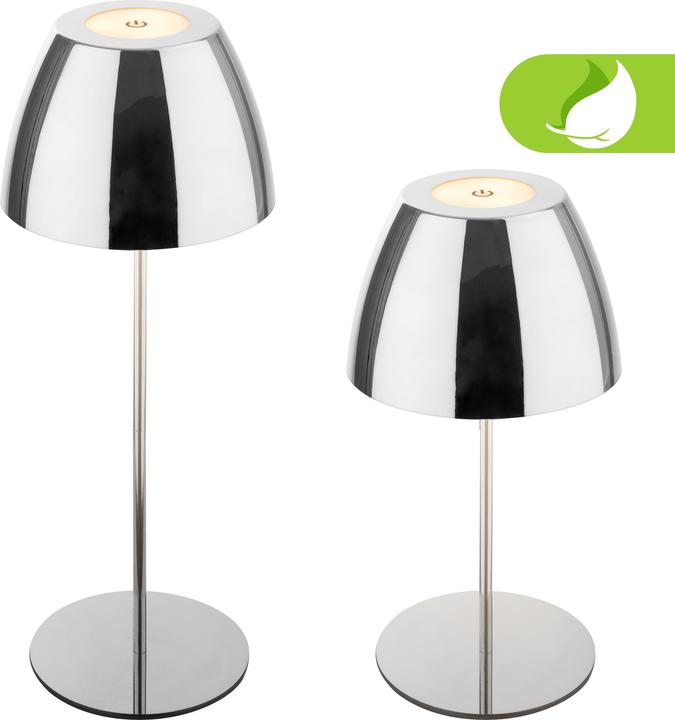 Image du produit Briloner SERINA Lampe de table LED rechargeable, IP44, 2,5W, Chrome (200 lm)