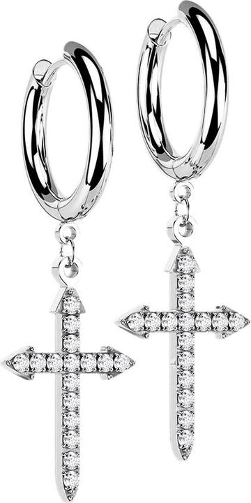 Produktbild Star Piercing Ohrring silber Anhänger Keltenkreuz mit Kristallen (ohne Messing, Chirurgenstahl 316L)