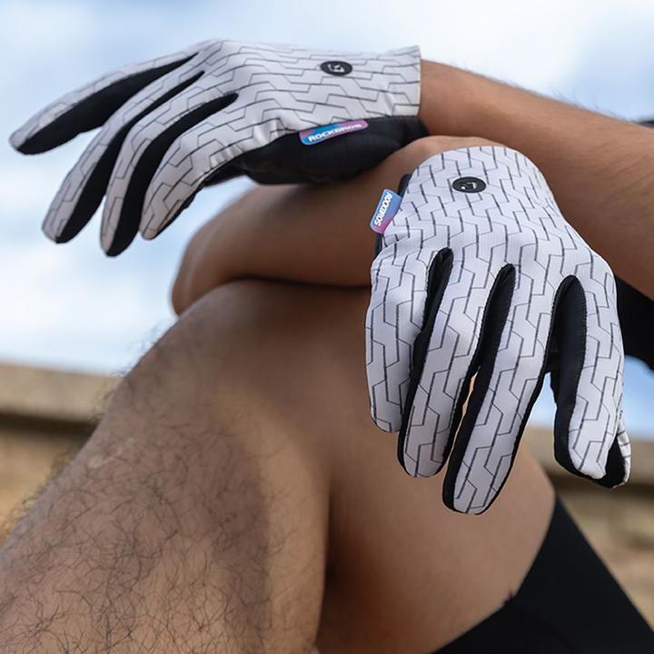Actual product image Rockbros sports gloves full spring-summer size S - white and black (S)