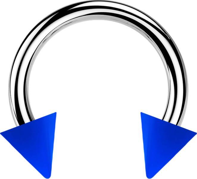 Star Piercing Micro Circular Barbell silber mit zwei Cones dunkelblau (Chirurgenstahl 316L, Acryl, ohne Messing)