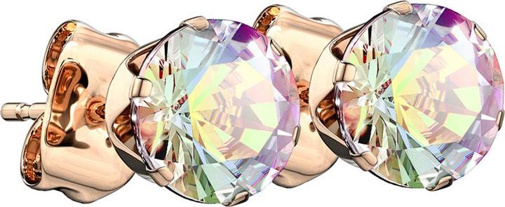 Produktbild Star Piercing Ohrstecker rosegold mit rundem Kristall multicolor (ohne Messing, Chirurgenstahl 316L)