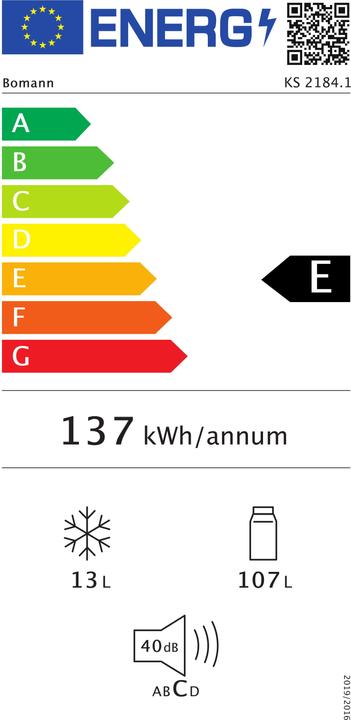 Label énergétique Bomann Réfrigérateur KS 2184 S (115 l)