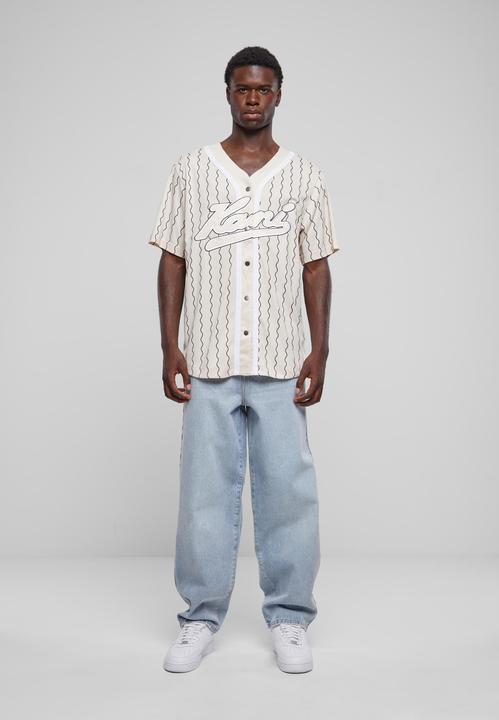 Actual product image Karl Kani KM233-014-1 KK Varsity Ziczac Pinstripe Baseball Shirt (L)