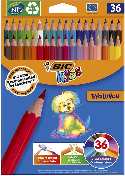 Bic Matite colorate Ecolution Evolution per bambini (Multicolore, 36 x)