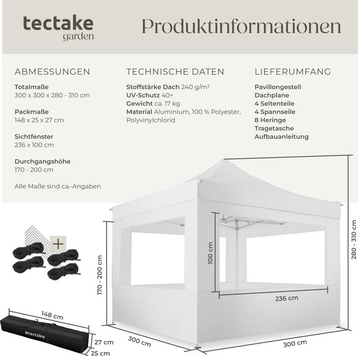 Actual product image tectake Garden pavilion (300 cm, 300 cm)