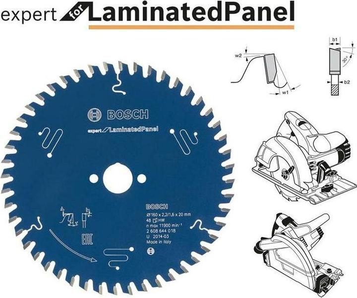 Produktbild Bosch Professional Zubehör Kreissägeblatt Expert for Laminated Panel, 190 x 30 x 2,6 mm, 60