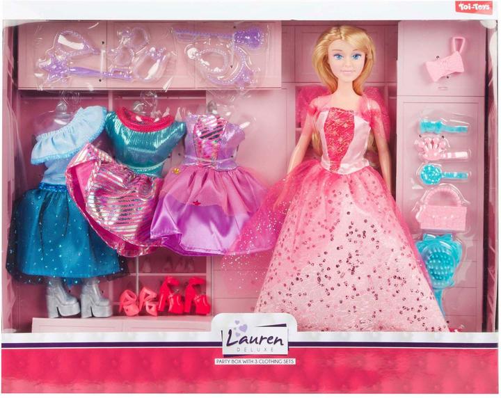 Produktbild Toi-Toys Lauren Puppe Party mit Kleidungsset (3 Sets)
