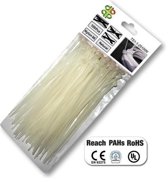 Actual product image Bradas TS1176550N Cable tie transparent 100 pieces - Cable tie (transparent, 1 head), CE, PAHs, 5 (550 mm, 100 pcs.)