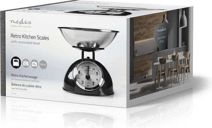 Immagine prodotto Nedis Bilancia da cucina - Retro Household - Capacità di pesatura 5 kg - Vaschetta in acciaio inox