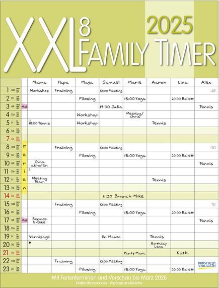 XXL Family Timer 8 (45 x 34 cm, Harter Einband, Deutsch)